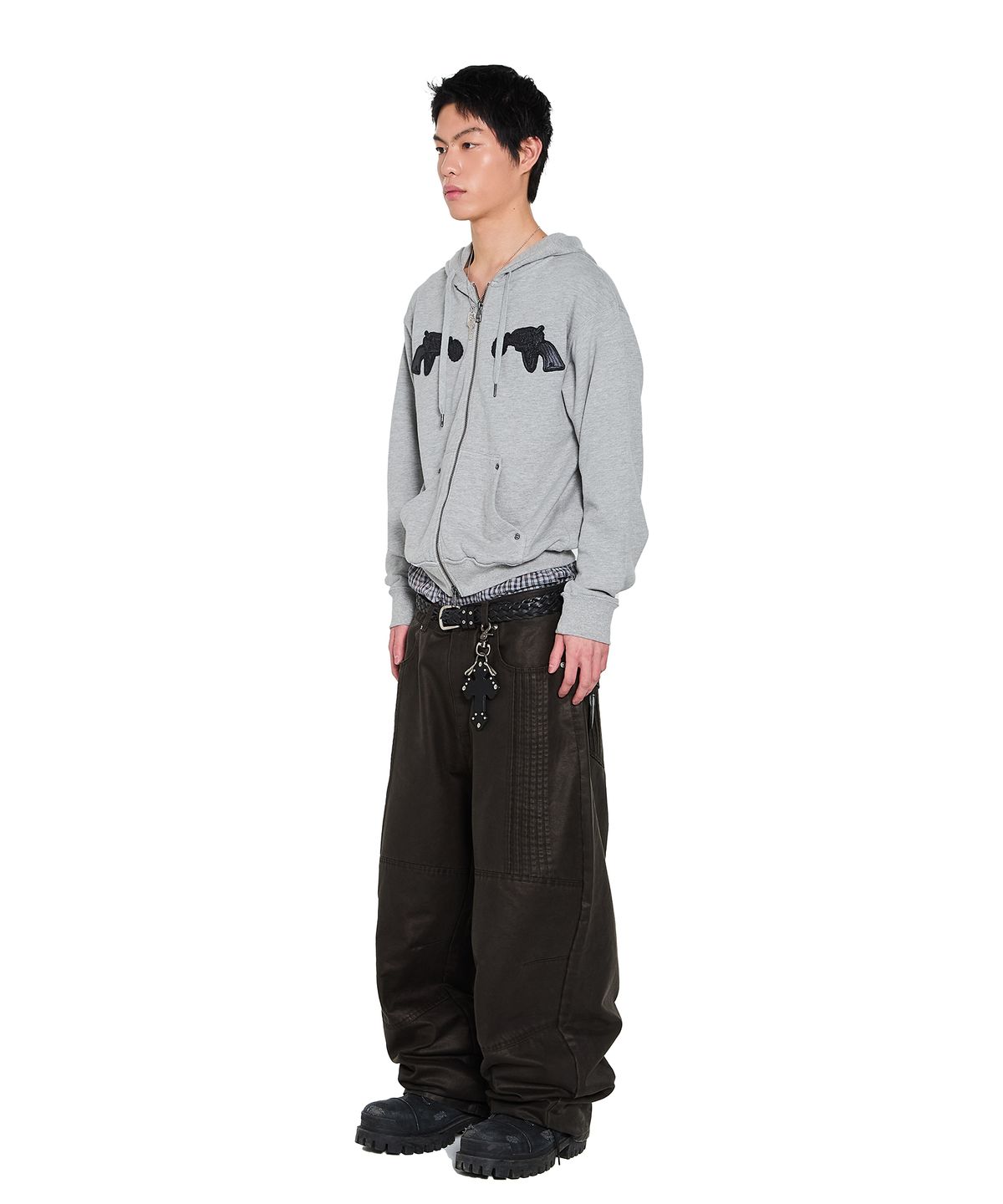 아캄(AAKAM) Gun Wappen Zip-Up Hoodie (Gray)