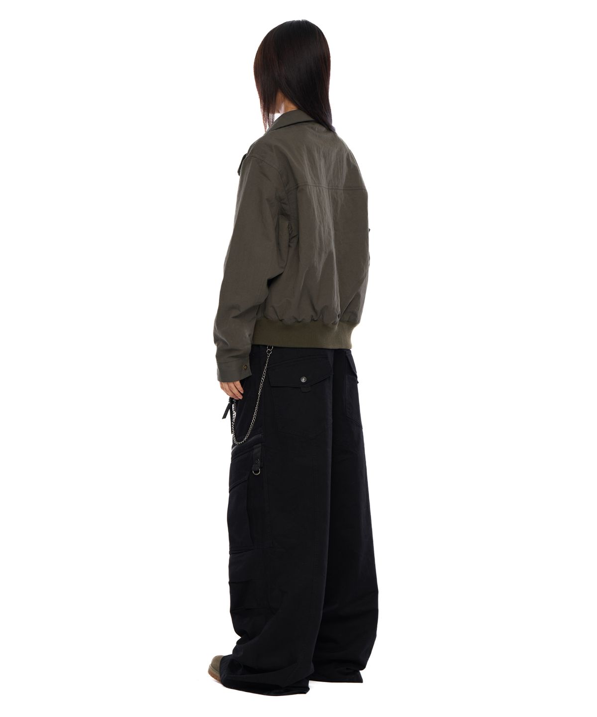 아캄(AAKAM) Zippered High Neck Jacket (Khaki)