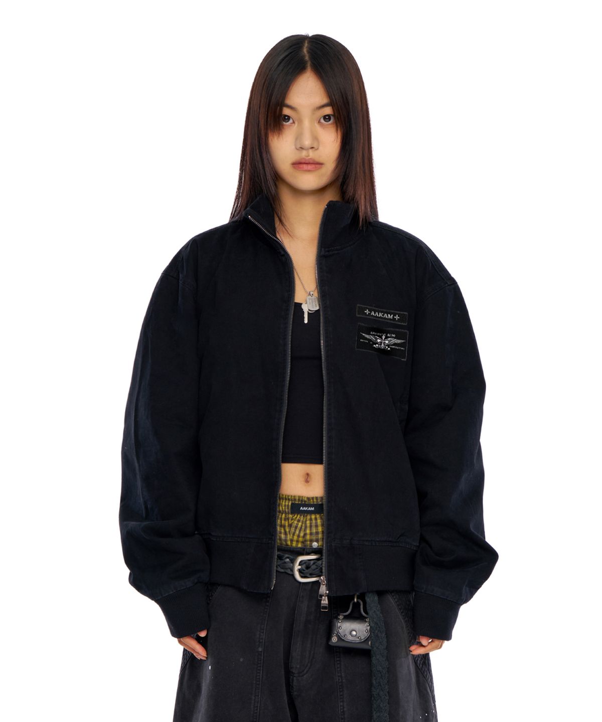 아캄(AAKAM) Washed Velcro Jacket (Black)
