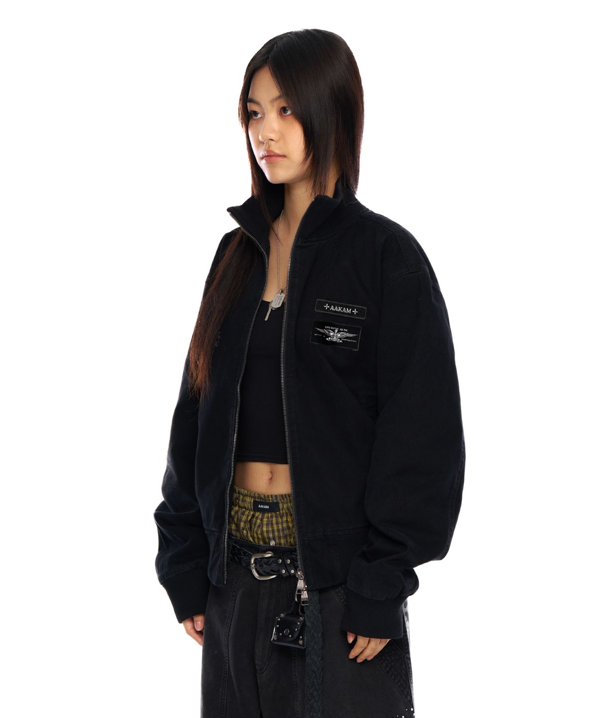 아캄(AAKAM) Washed Velcro Jacket (Black)
