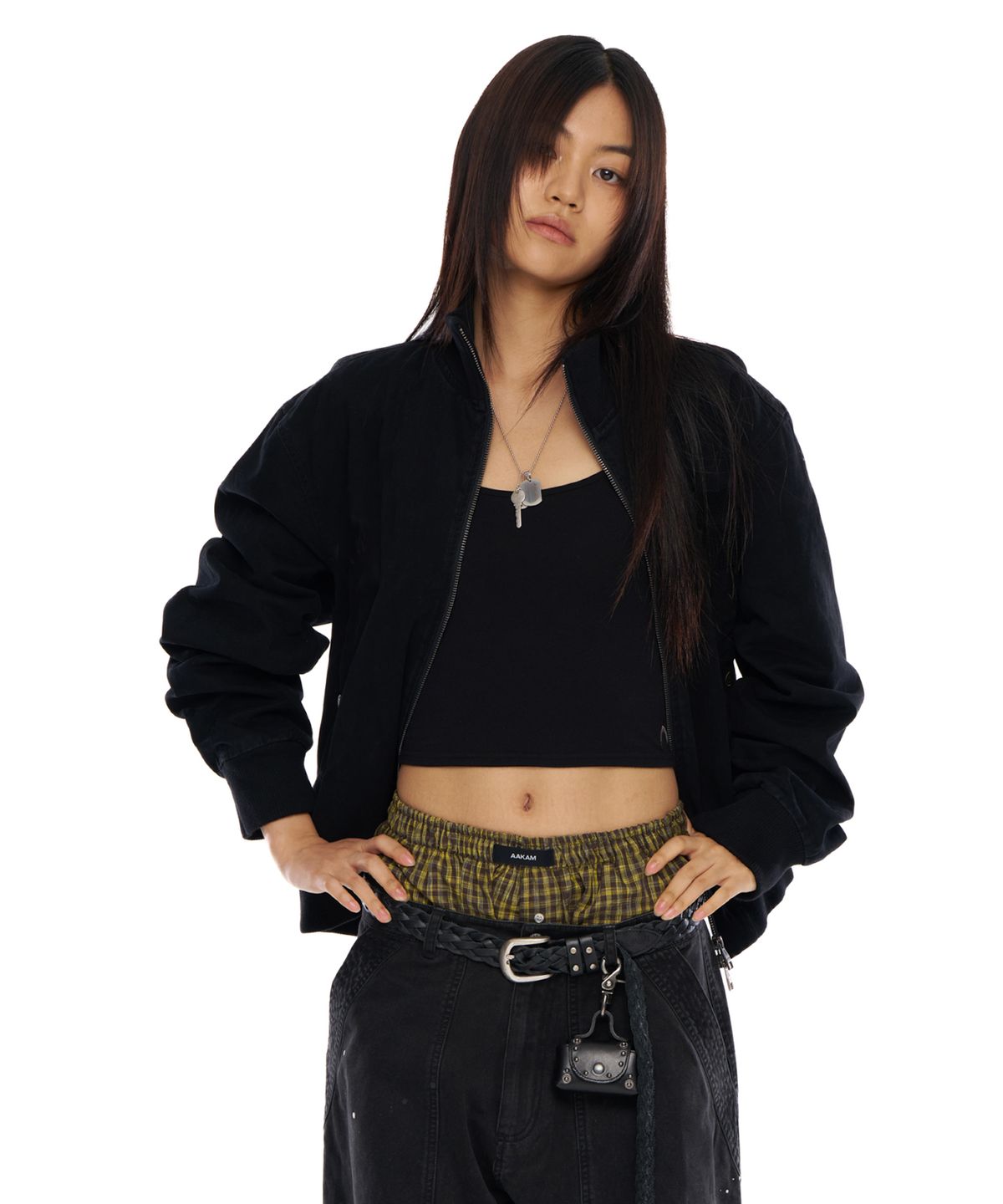 아캄(AAKAM) Washed Velcro Jacket (Black)