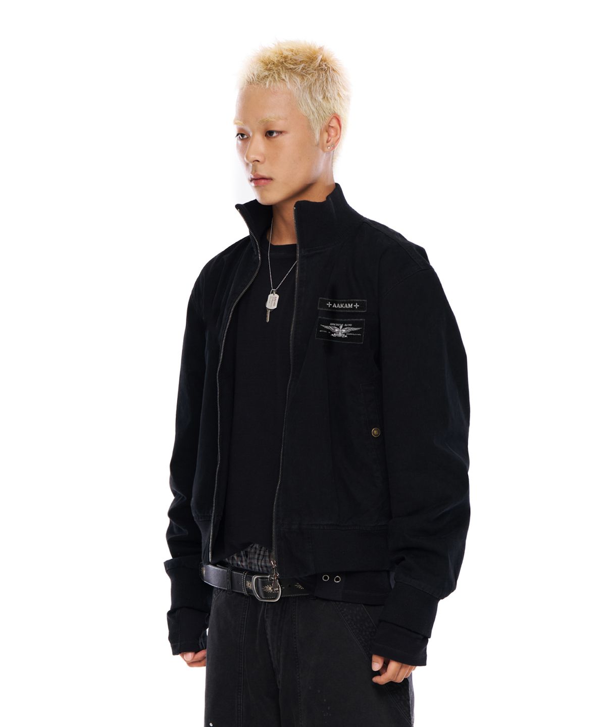 아캄(AAKAM) Washed Velcro Jacket (Black)