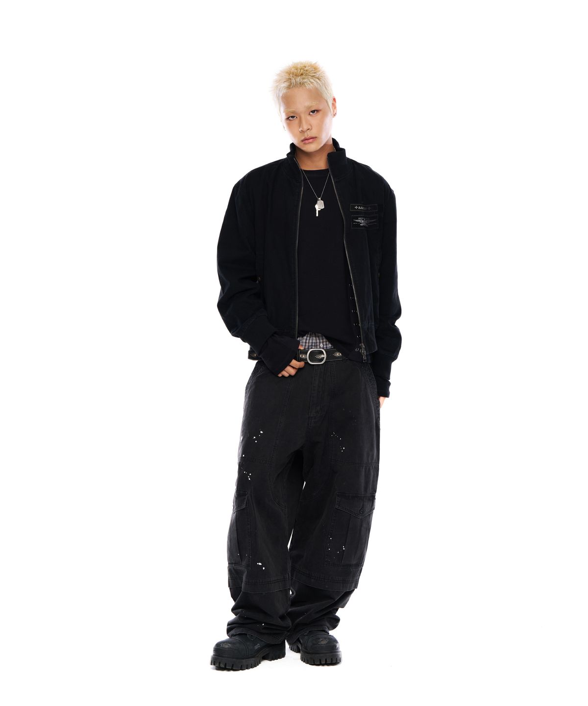 아캄(AAKAM) Washed Velcro Jacket (Black)