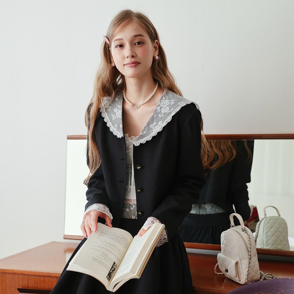 MUSINSA | CEST MOIDEW Cest_Black lace sailor collar jacket