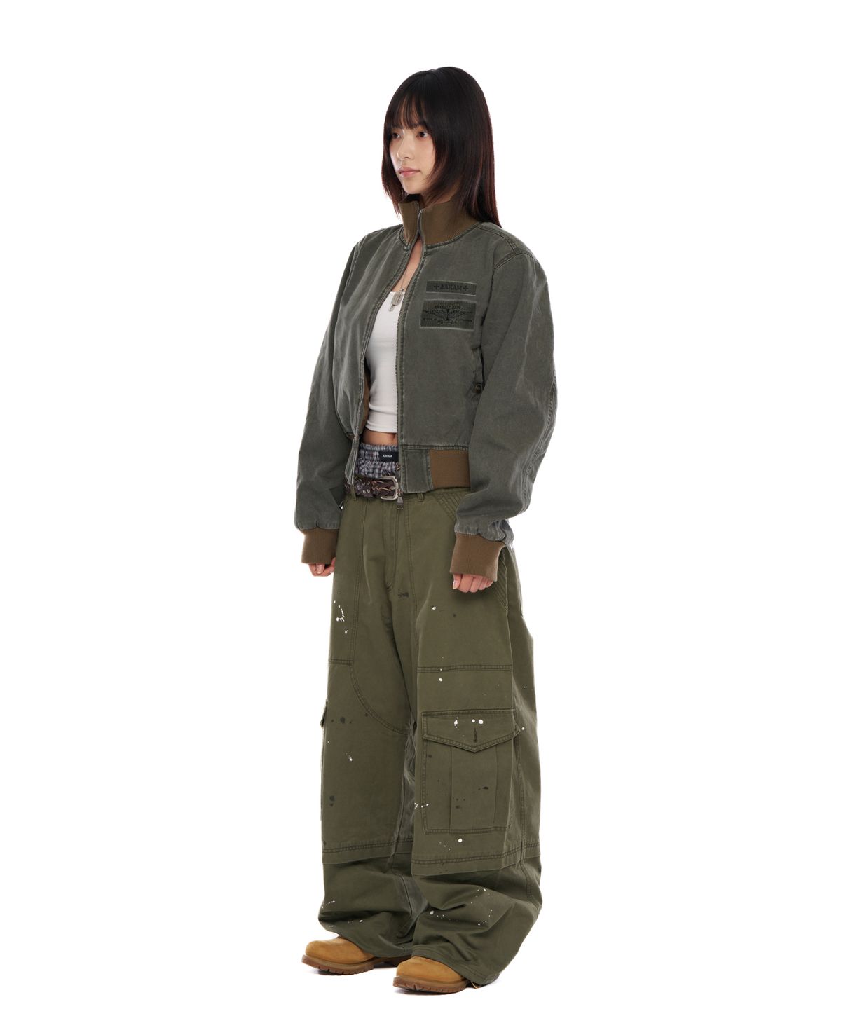 아캄(AAKAM) Washed Velcro Jacket (Khaki)