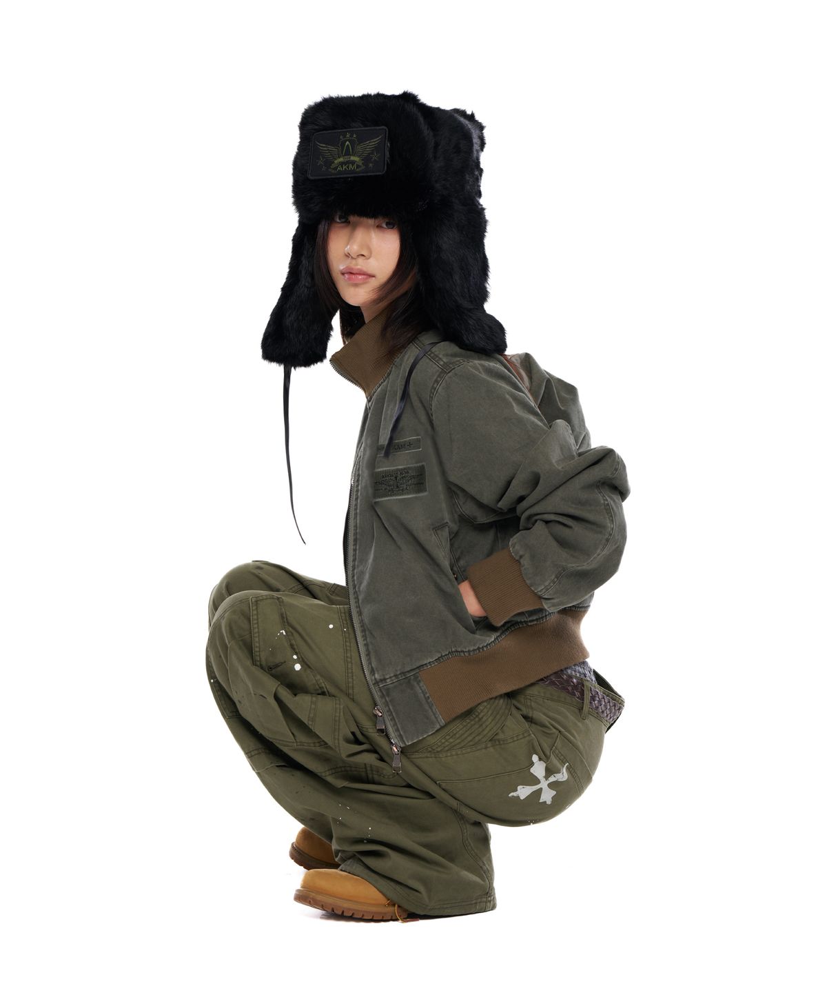 아캄(AAKAM) Washed Velcro Jacket (Khaki)