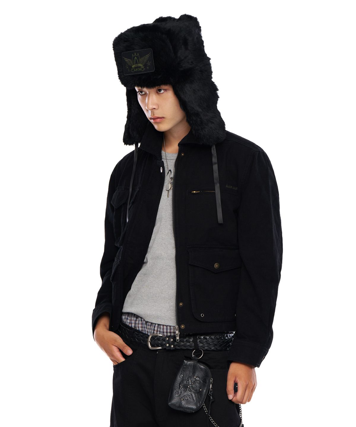 아캄(AAKAM) Cotton Utility Jacket (Black)