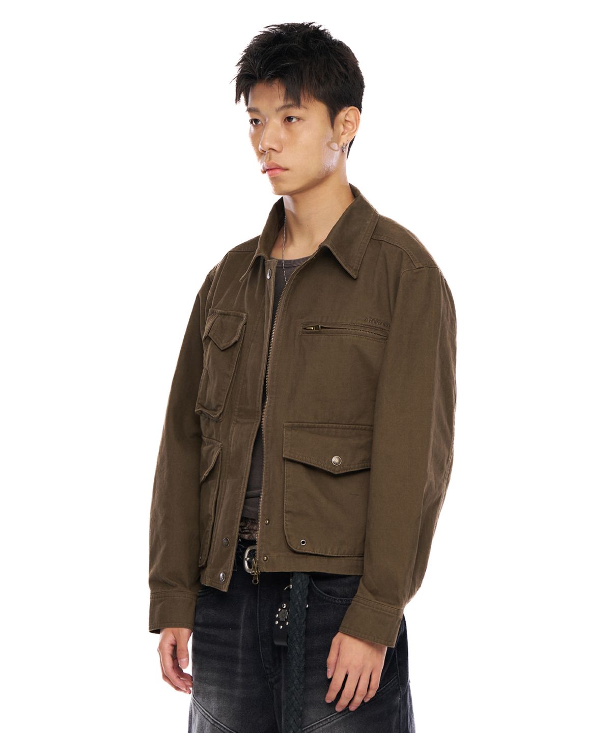 아캄(AAKAM) Cotton Utility Jacket (Brown)