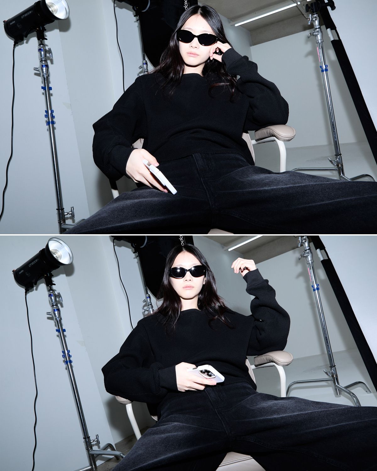 디앤드퀘스천(THEENDQUESTION) Waffle crewneck T-shirt / BLACK