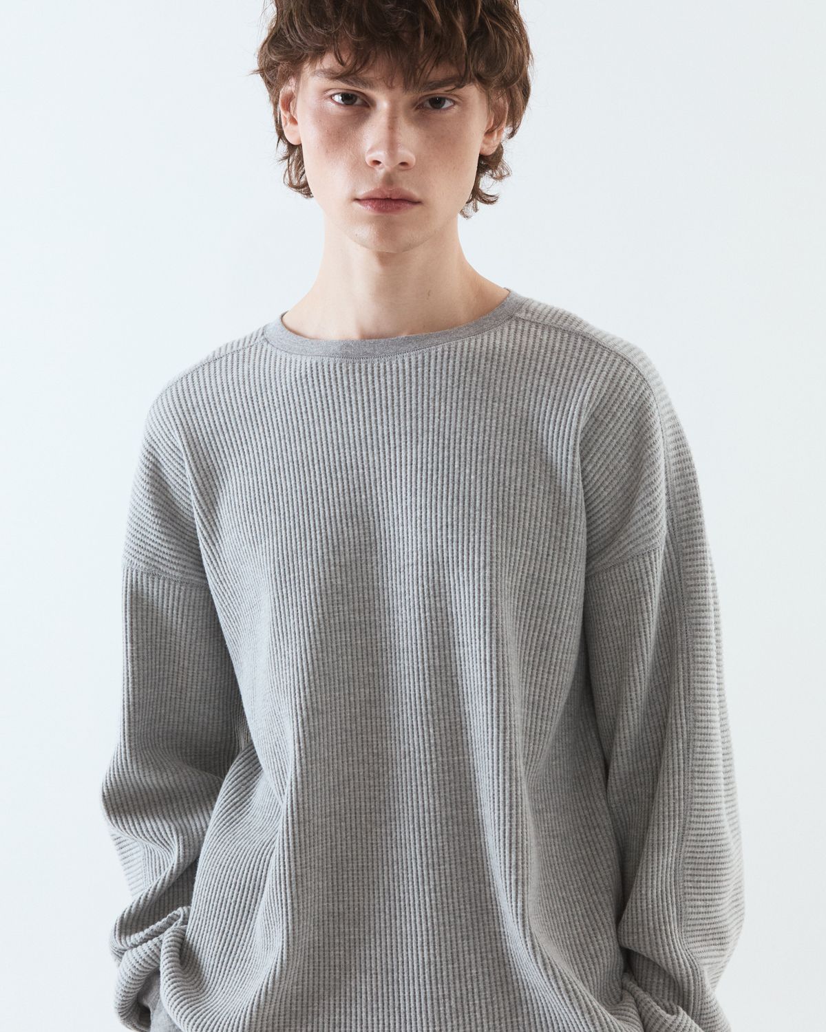 디앤드퀘스천(THEENDQUESTION) Waffle crewneck T-shirt / GRAY