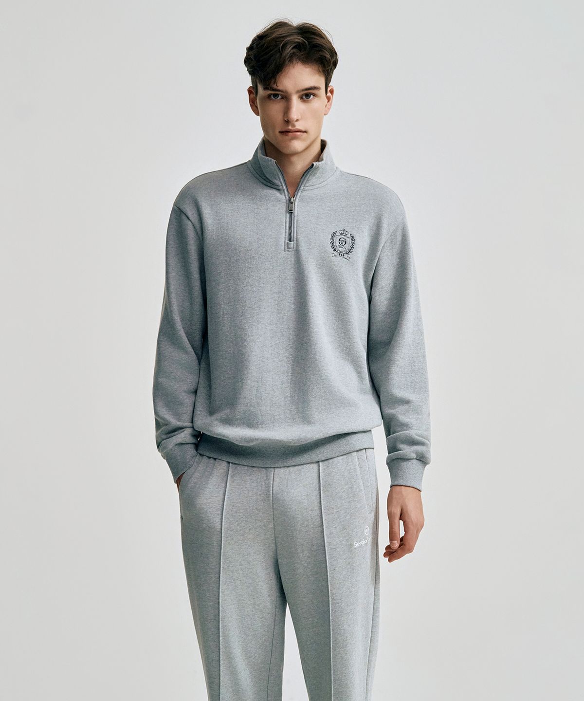 세르지오 타키니(SERGIO TACCHINI) M 클래식 기모 하프집 풀오버 (Melange Grey)