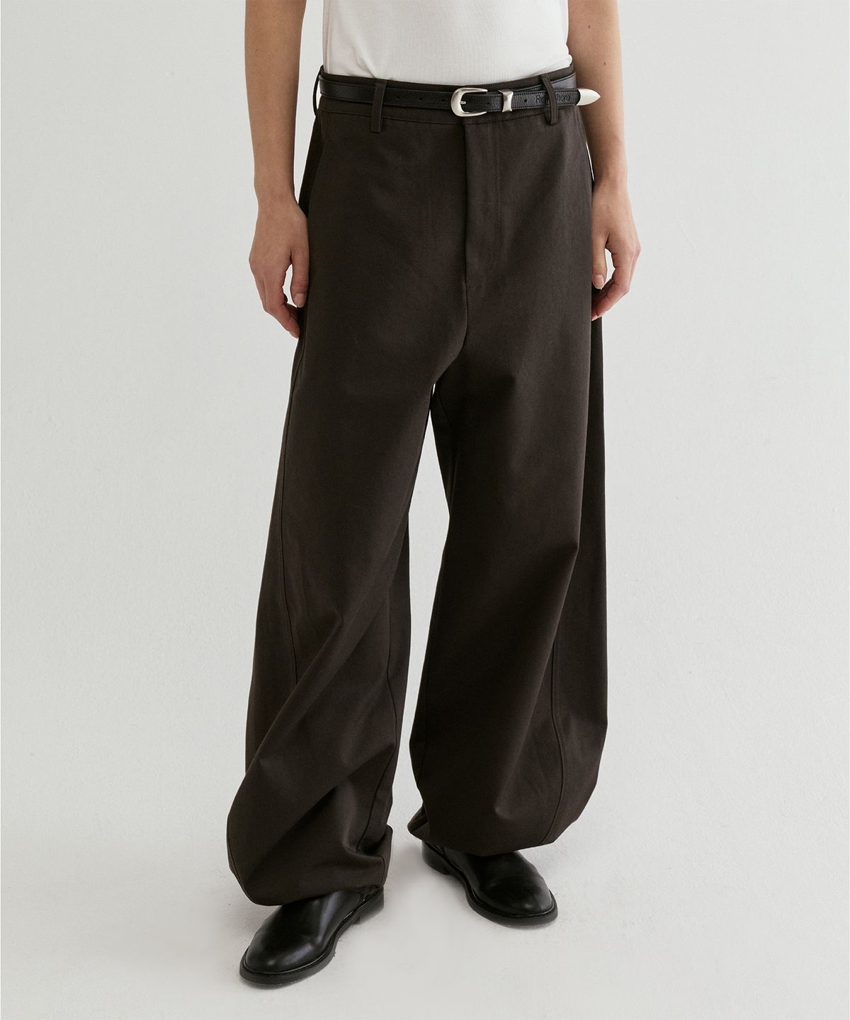 프롬웨얼(FROMWHERE) Balloon Cotton Pants D/Brown