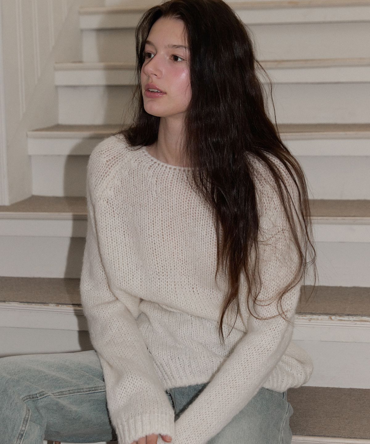레테라(LETTERA) Boat Neck Alpaca Slit Knit_4 Colors