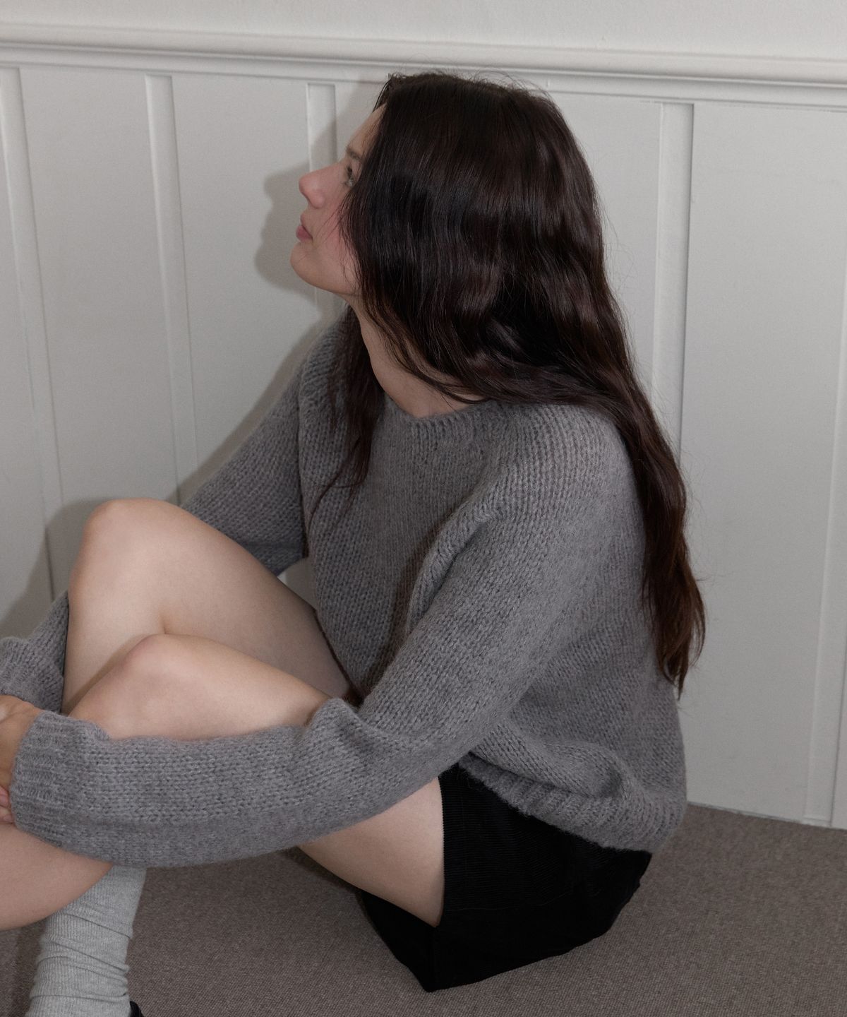 레테라(LETTERA) Boat Neck Alpaca Slit Knit_4 Colors