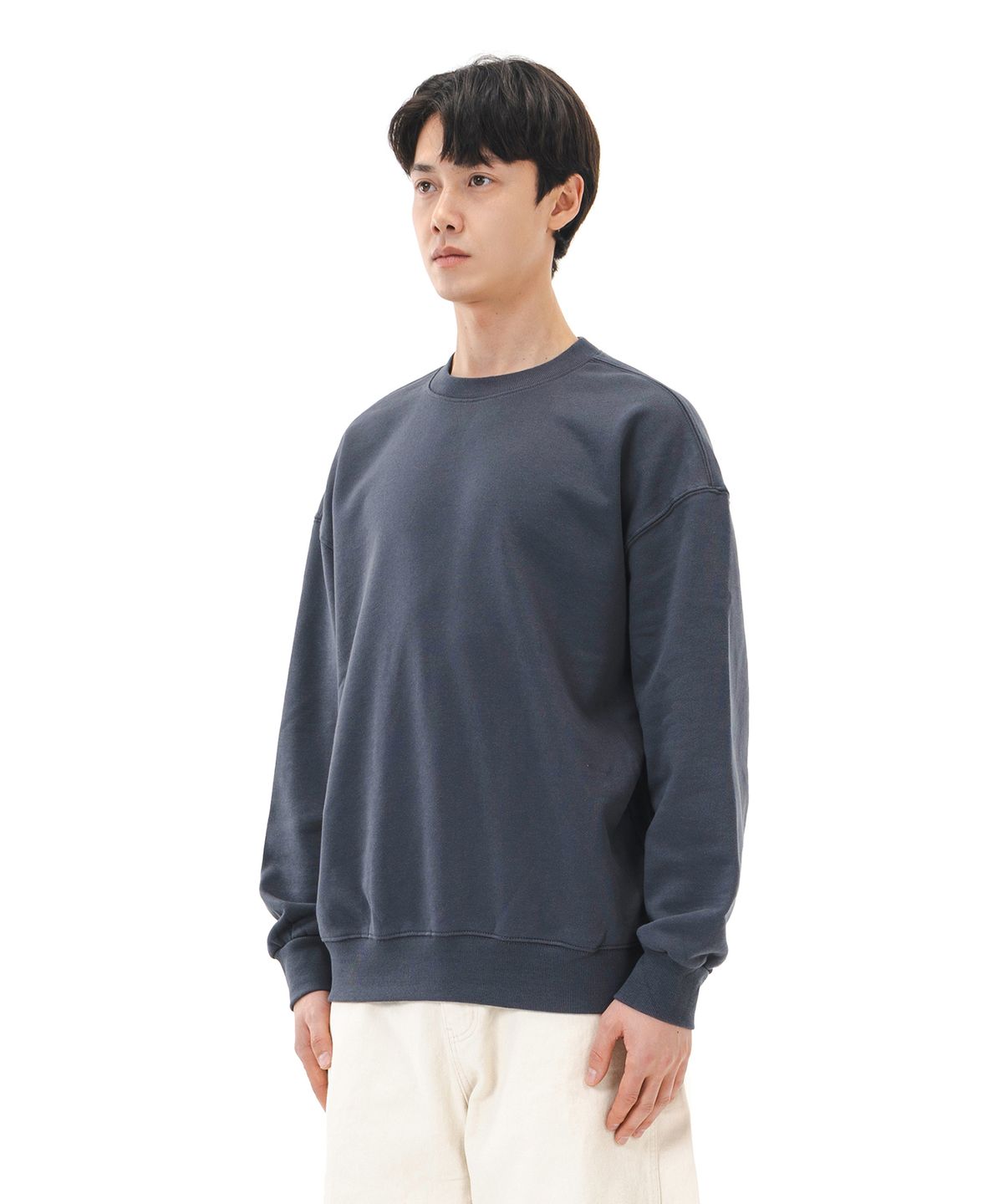 르커스텀(LE CUSTOM) 더에센셜 무지 오버핏 맨투맨 (차콜)