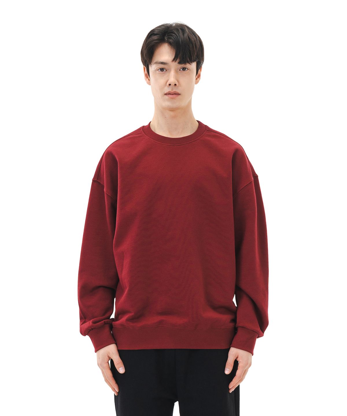 르커스텀(LE CUSTOM) 더에센셜 무지 오버핏 맨투맨 (버건디)