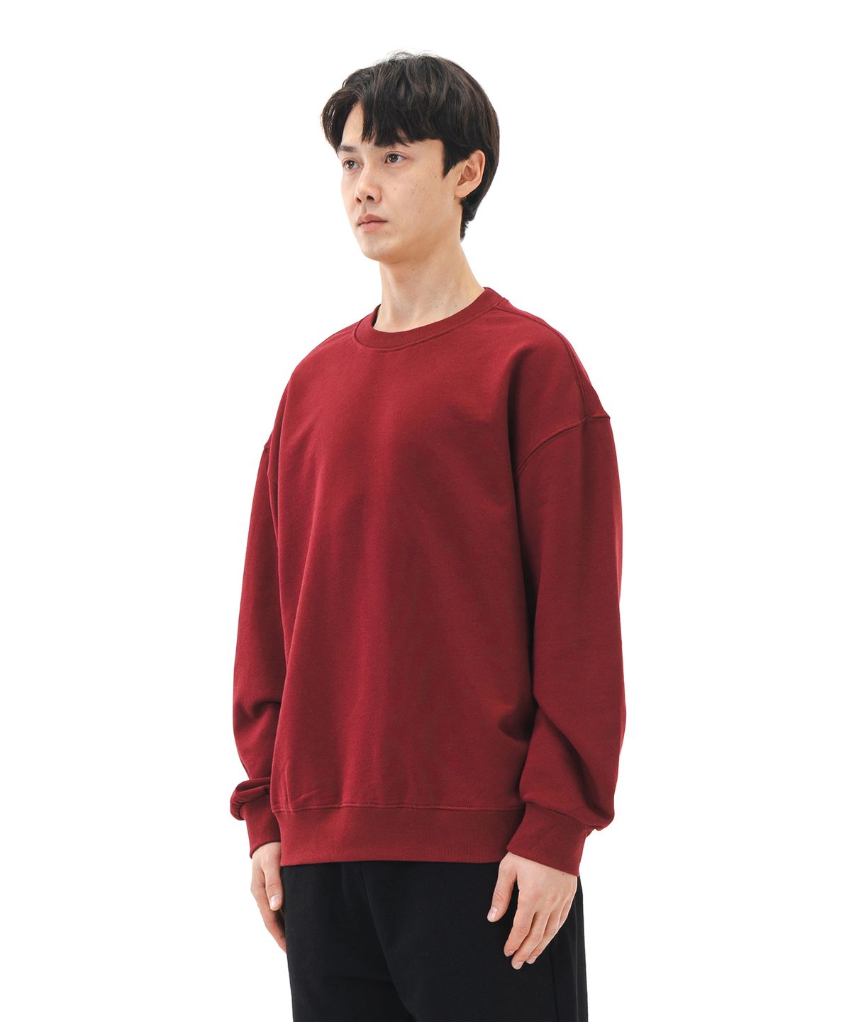 르커스텀(LE CUSTOM) 더에센셜 무지 오버핏 맨투맨 (버건디)