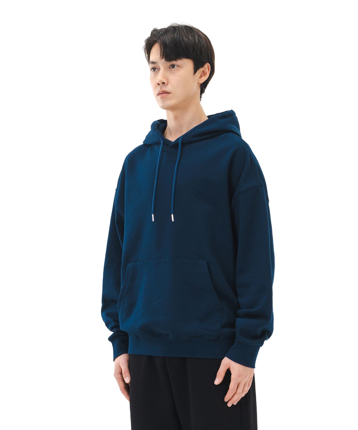 르커스텀(LE CUSTOM) 더에센셜 무지 오버핏 후드티 (네이비)