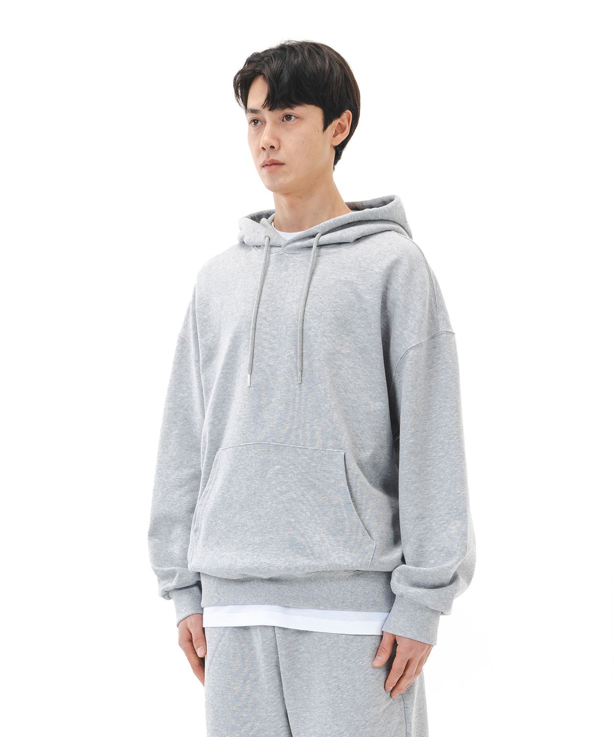 르커스텀(LE CUSTOM) 더 에센셜 무지 오버핏 후드티 (멜란지)