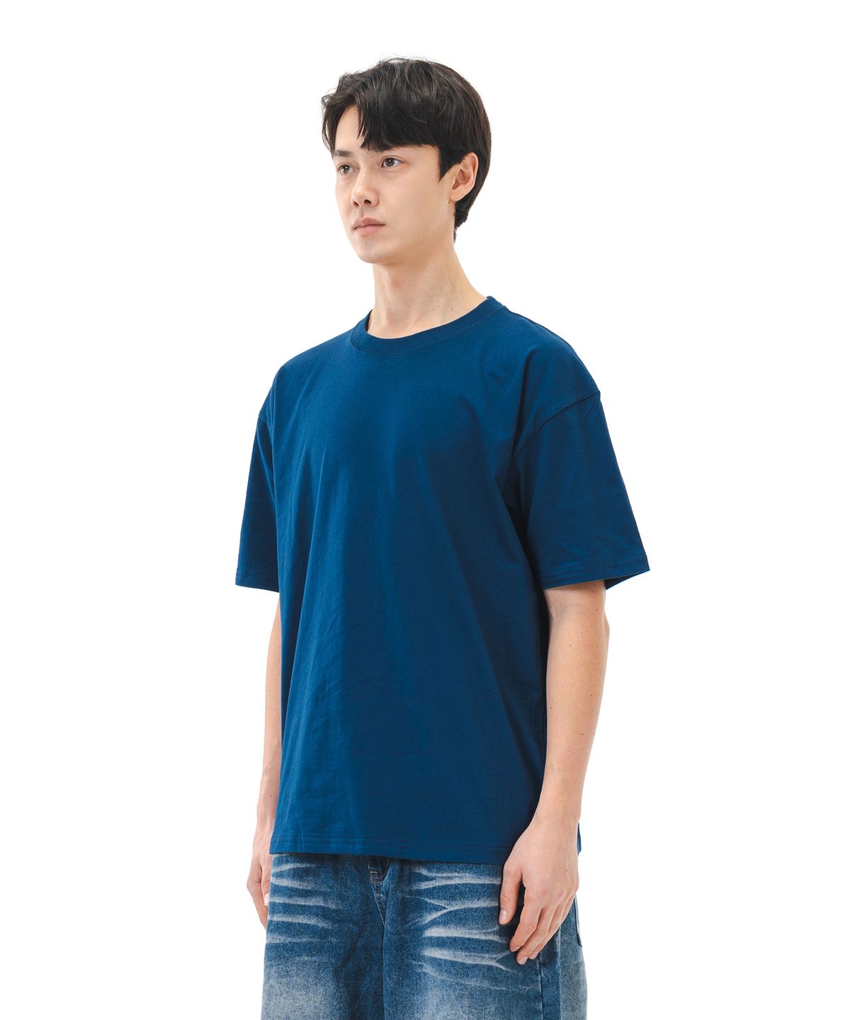 르커스텀(LE CUSTOM) 더 에센셜 18S 무지 반팔티 (다크 블루)