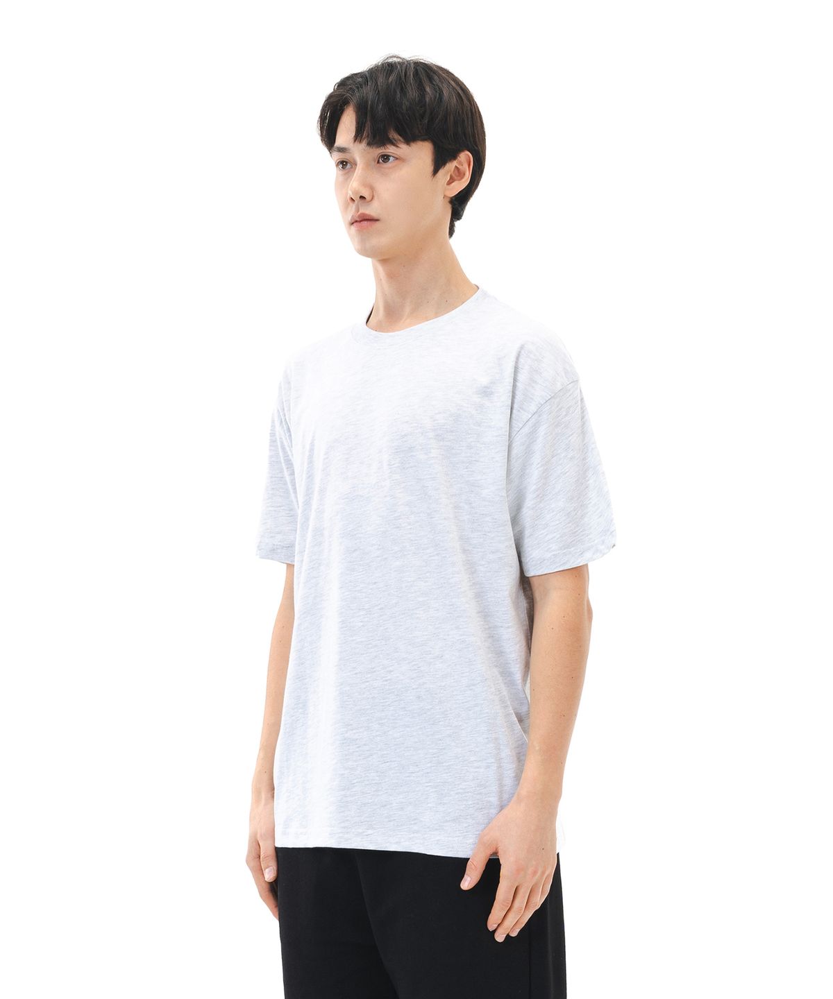 르커스텀(LE CUSTOM) 더 에센셜 18S 무지 반팔티 (라이트 멜란지)
