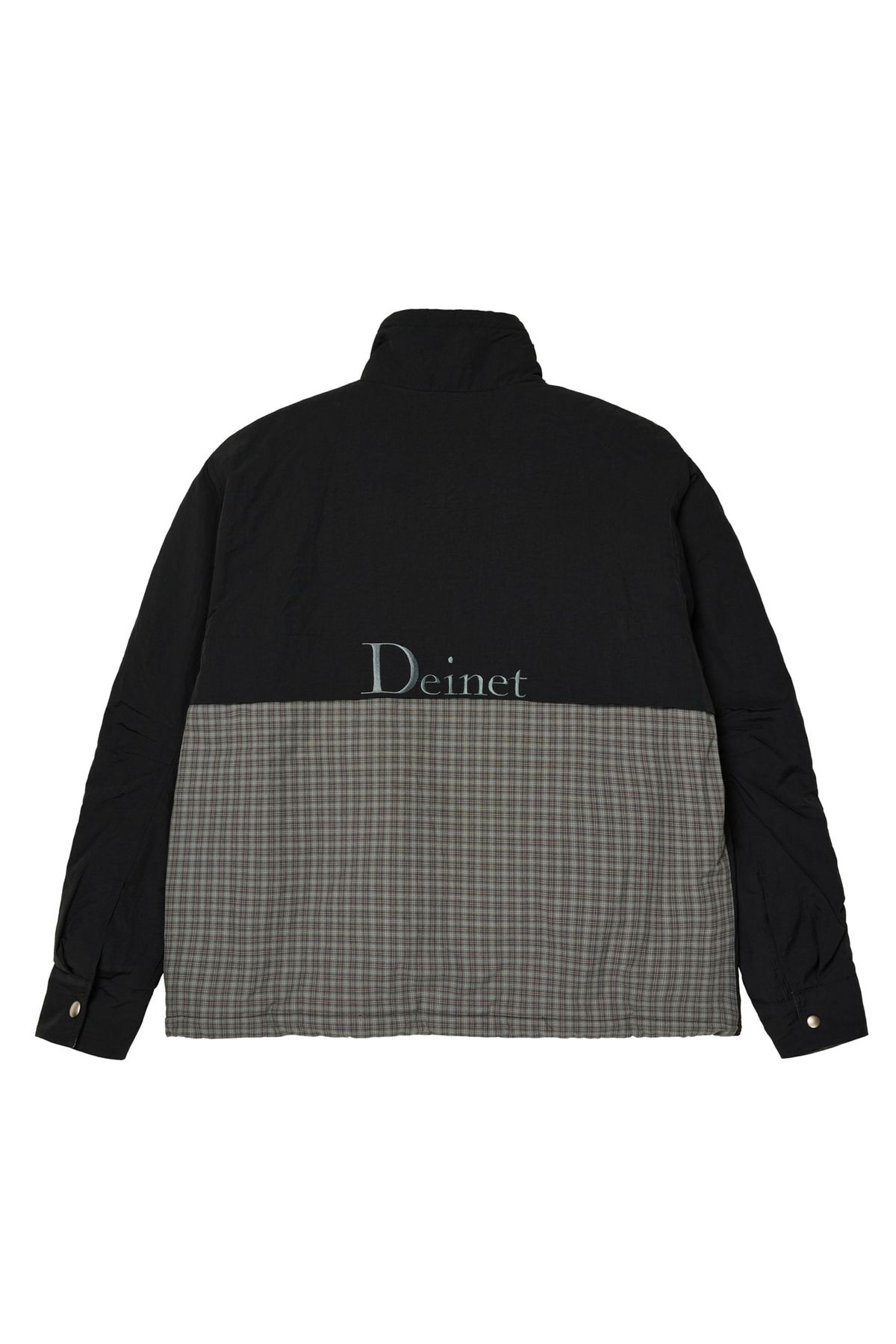 다이닛(DEINET) DEINET CHECK CONTRAST BOMBER JACKET IN BLACK