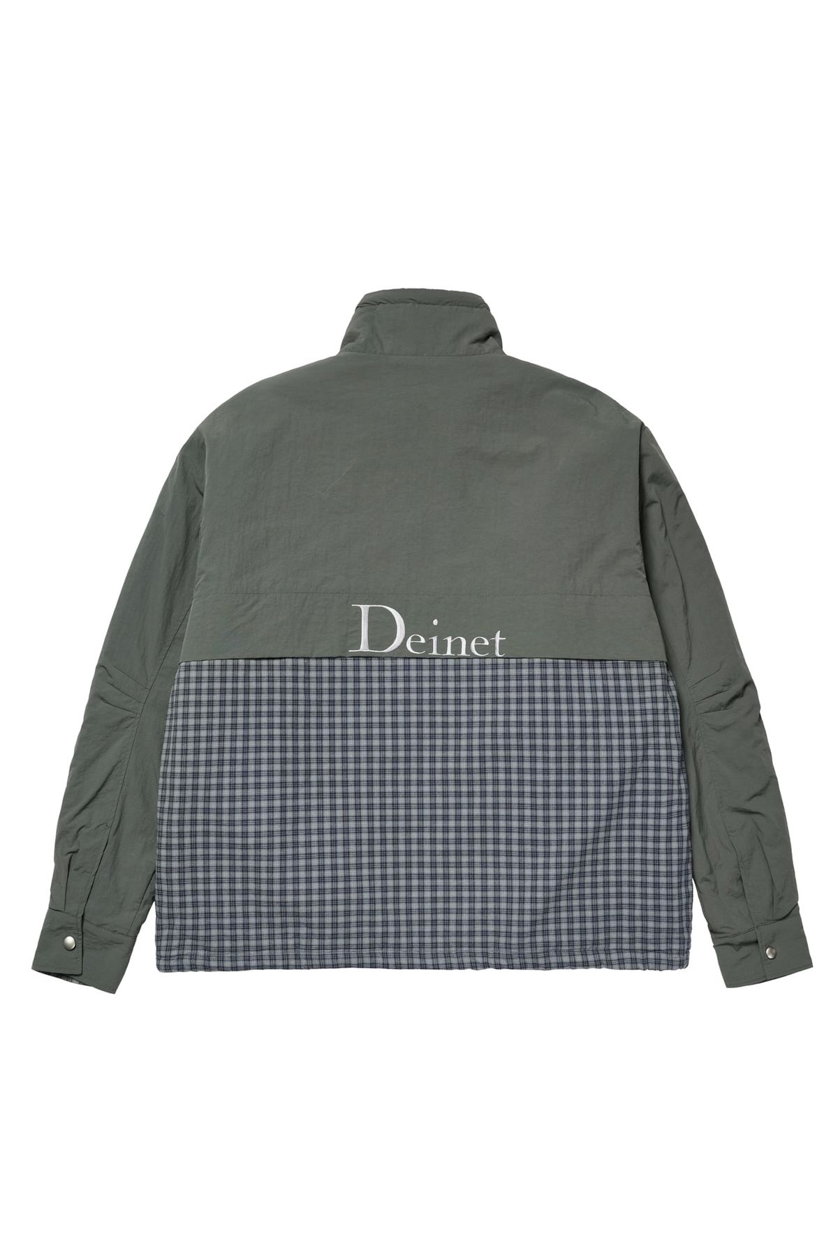 다이닛(DEINET) DEINET CHECK CONTRAST BOMBER JACKET IN CHARCOAL