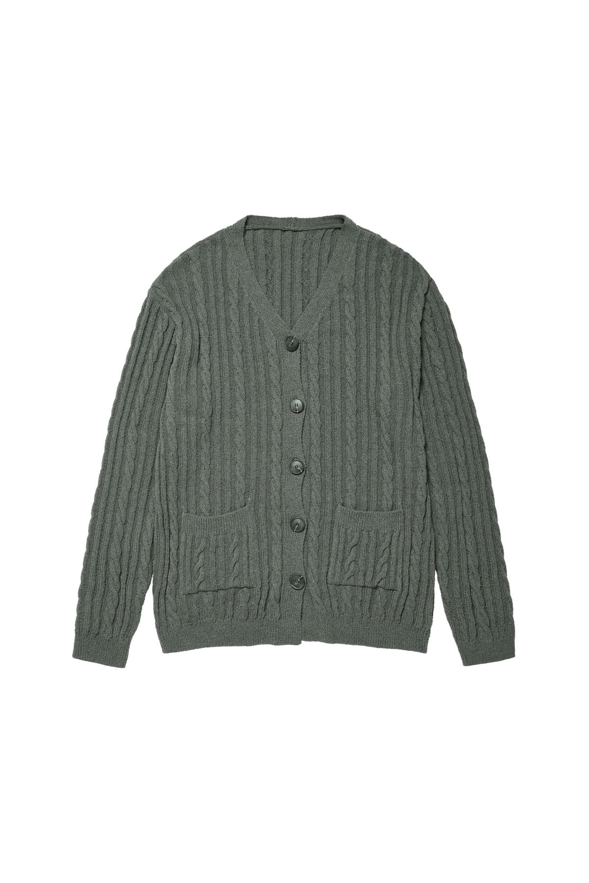 다이닛(DEINET) DEINET CABLE CARDIGAN IN CHARCOAL