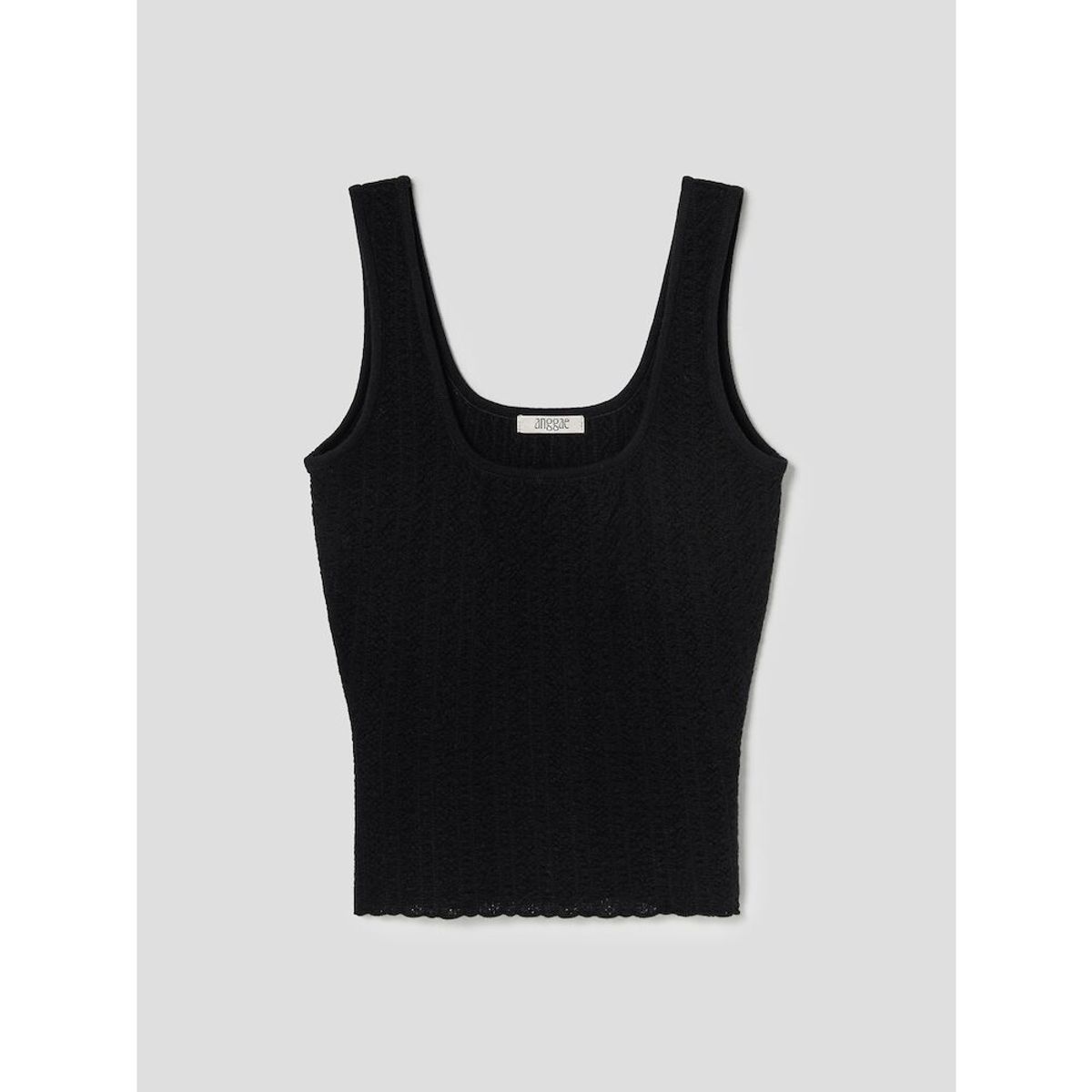 앙개(ANGGAE) Smocked Knit Tank  Black