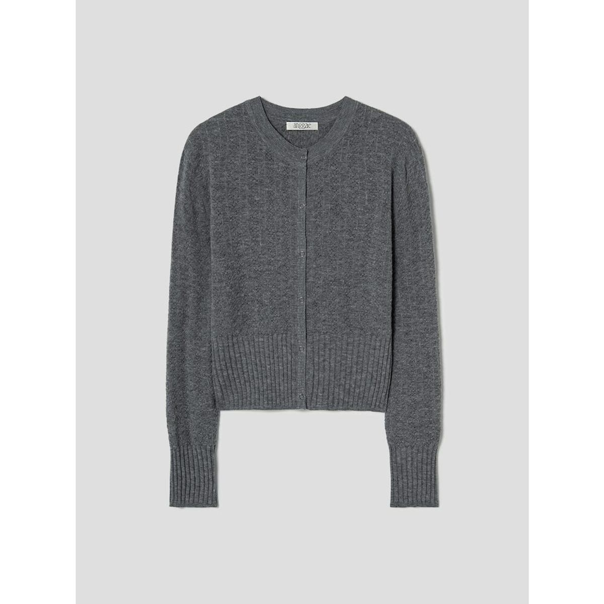 앙개(ANGGAE) Smocked Knit Cardigan  Grey