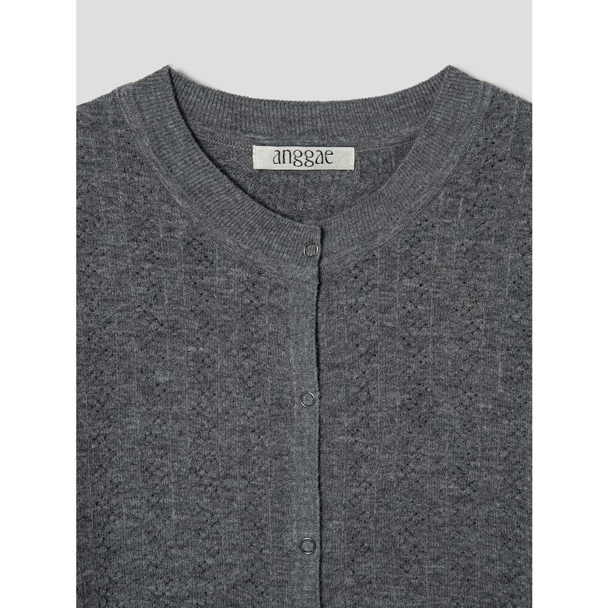앙개(ANGGAE) Smocked Knit Cardigan  Grey