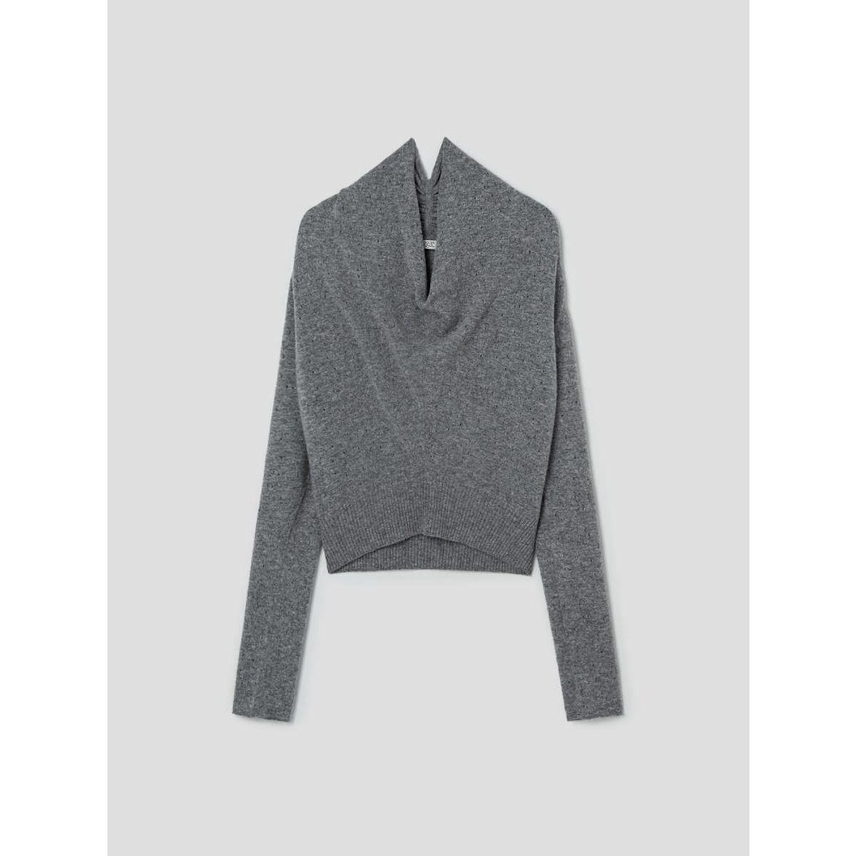 앙개(ANGGAE) Eyelet Knit Cowl Neck Pullover  Grey