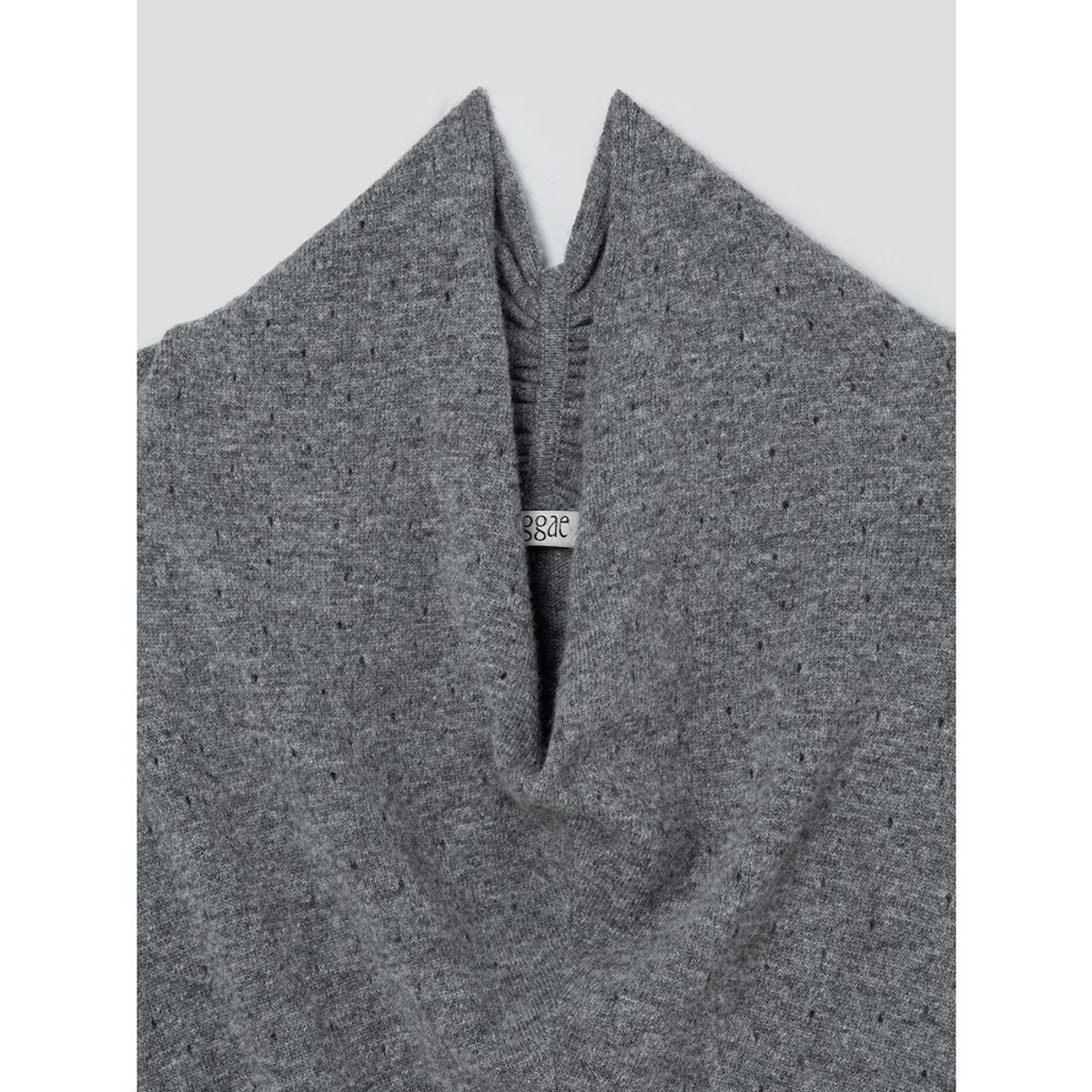 앙개(ANGGAE) Eyelet Knit Cowl Neck Pullover  Grey