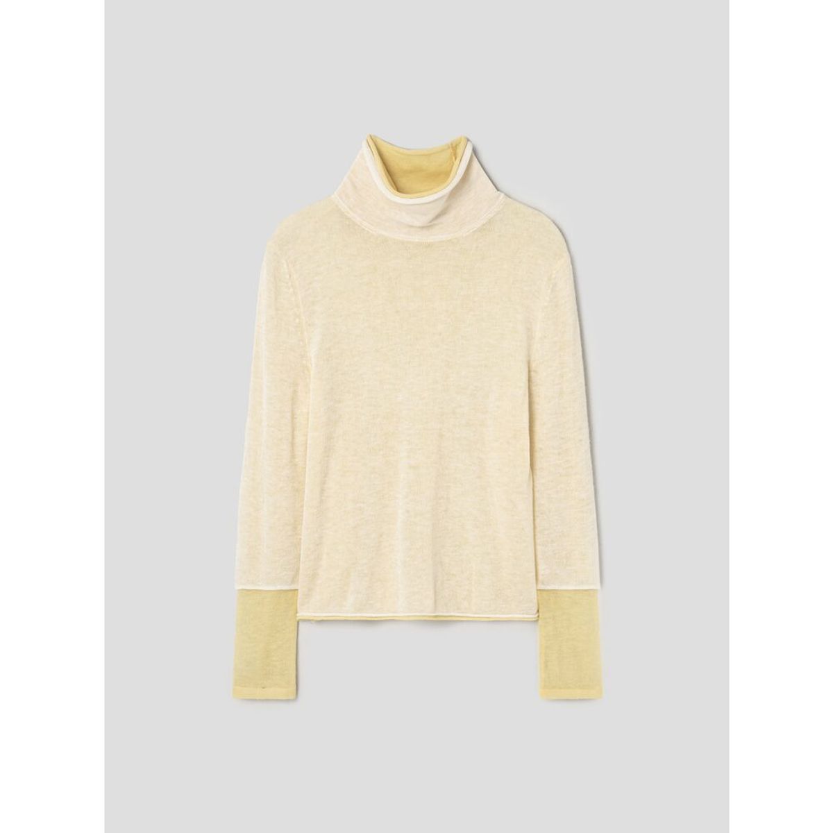 앙개(ANGGAE) Layered Two Tone Turtleneck  Lemon