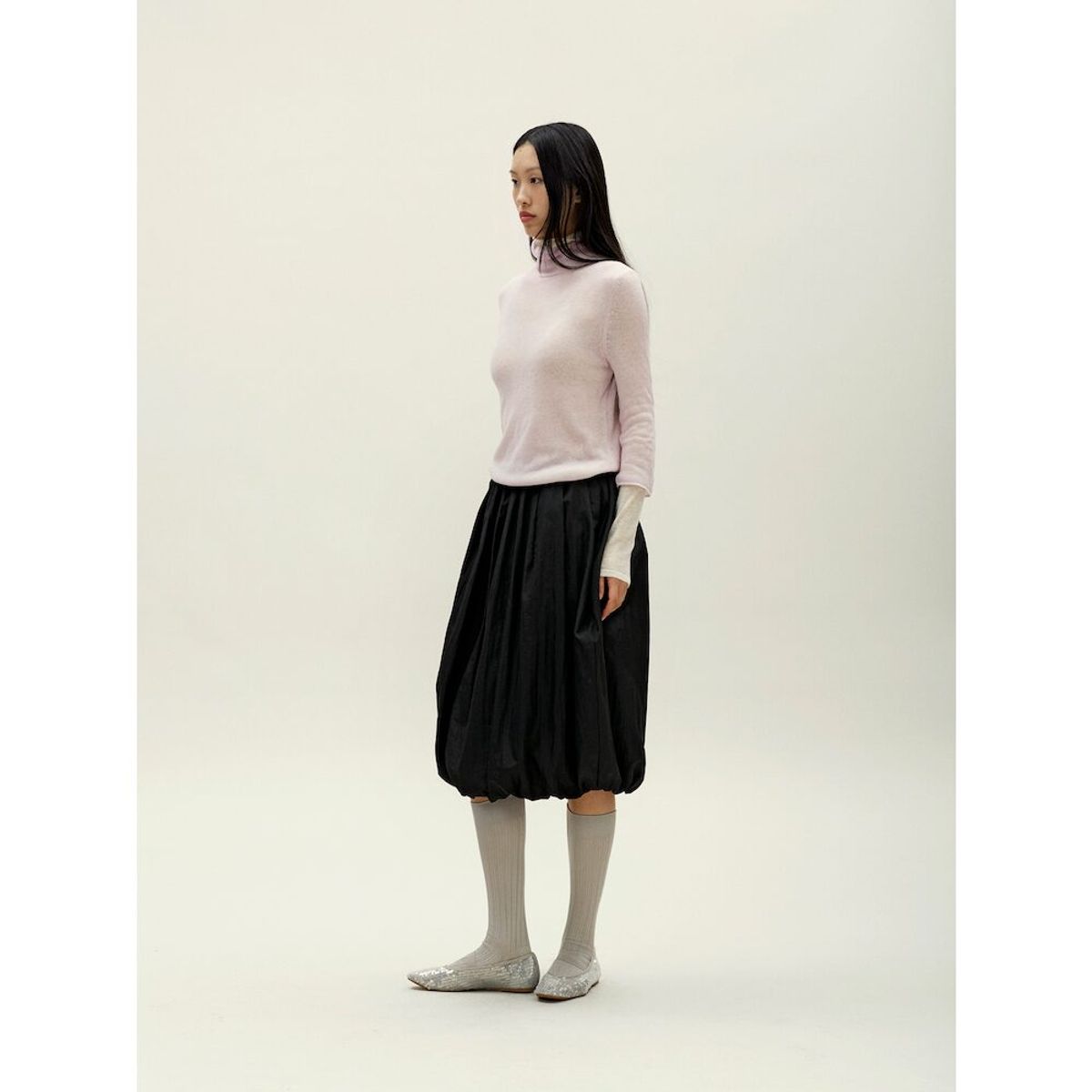 앙개(ANGGAE) Layered Two Tone Turtleneck  Pink