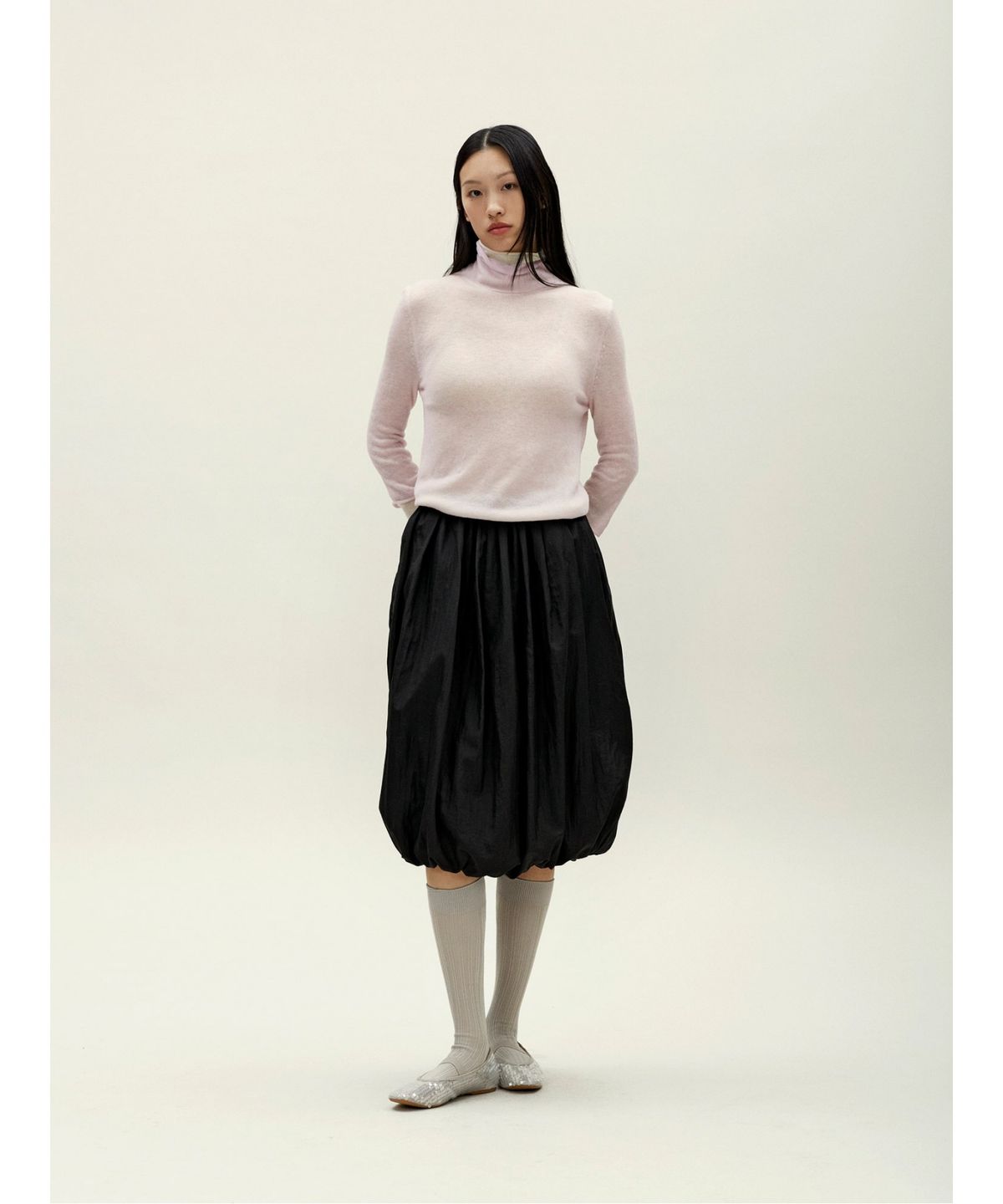 앙개(ANGGAE) Layered Two Tone Turtleneck  Pink