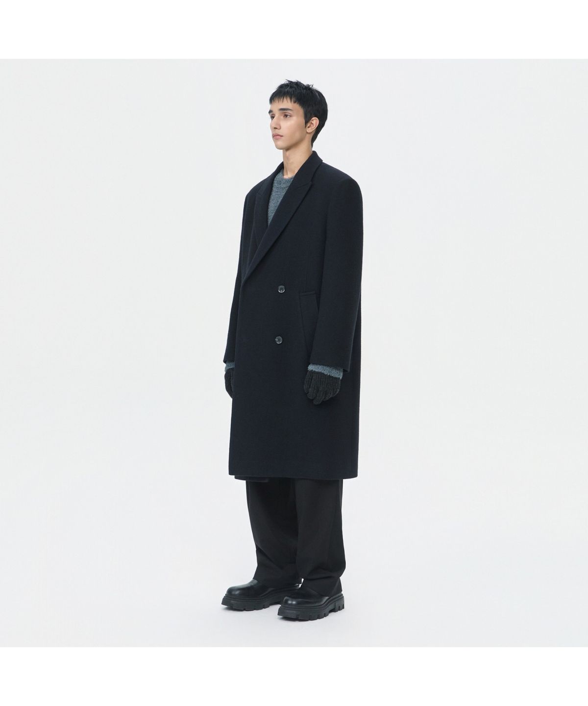 커스텀멜로우(CUSTOMELLOW) Navy Half Double Breasted Coat CWCAW25711NYD