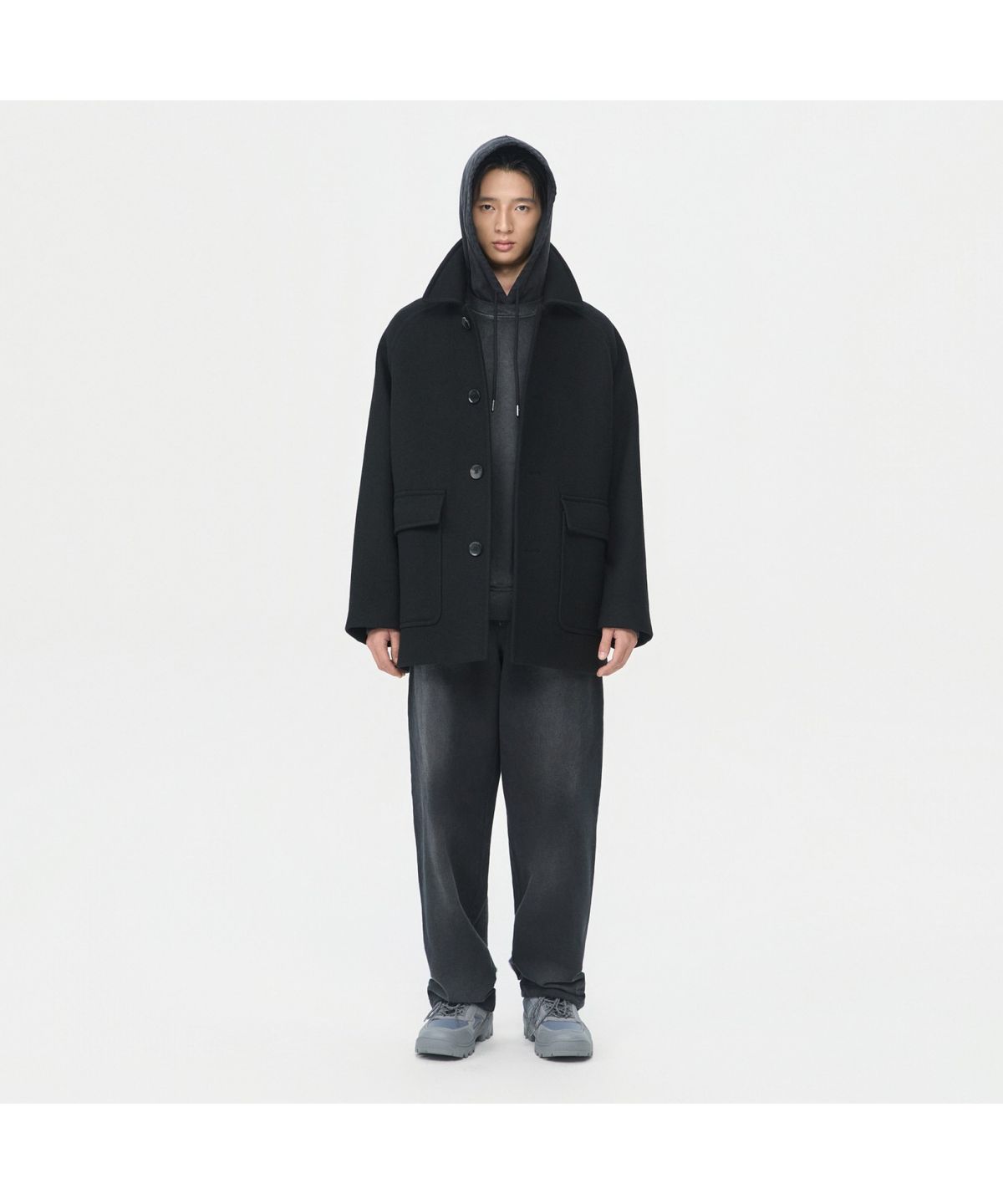 커스텀멜로우(CUSTOMELLOW) Black Wool Car Coat CWCAW25812BKX