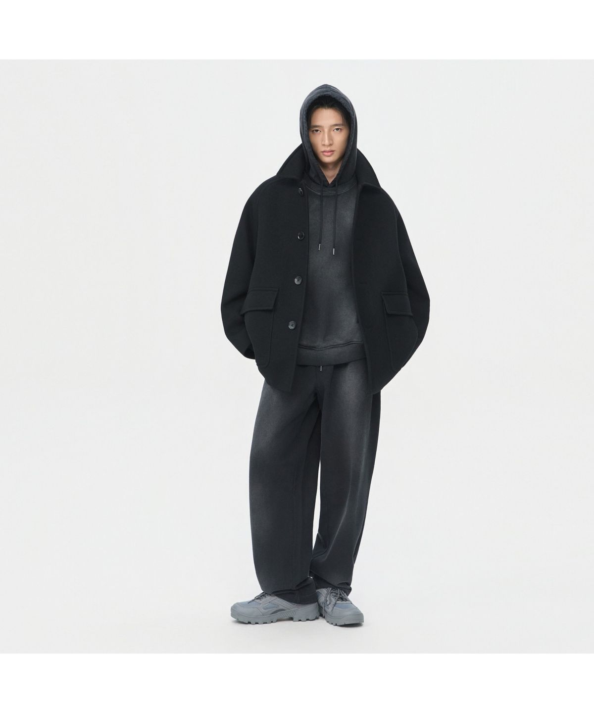 커스텀멜로우(CUSTOMELLOW) Black Wool Car Coat CWCAW25812BKX