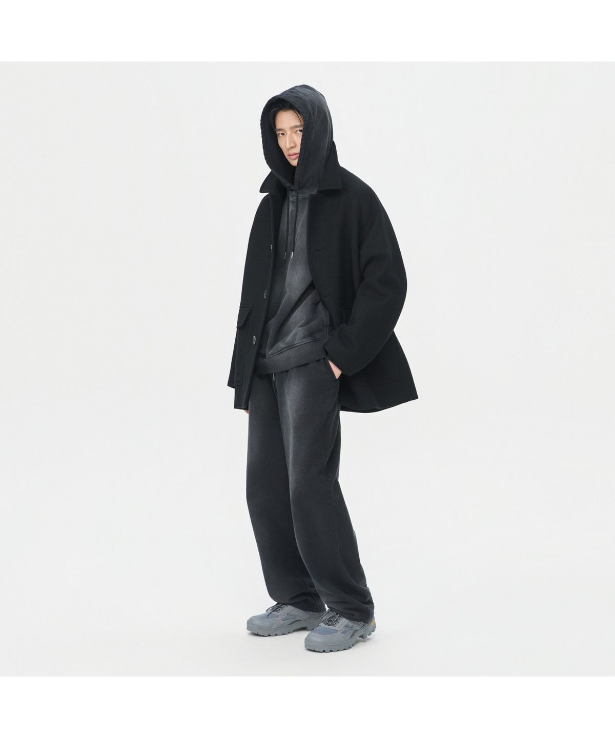 커스텀멜로우(CUSTOMELLOW) Black Wool Car Coat CWCAW25812BKX