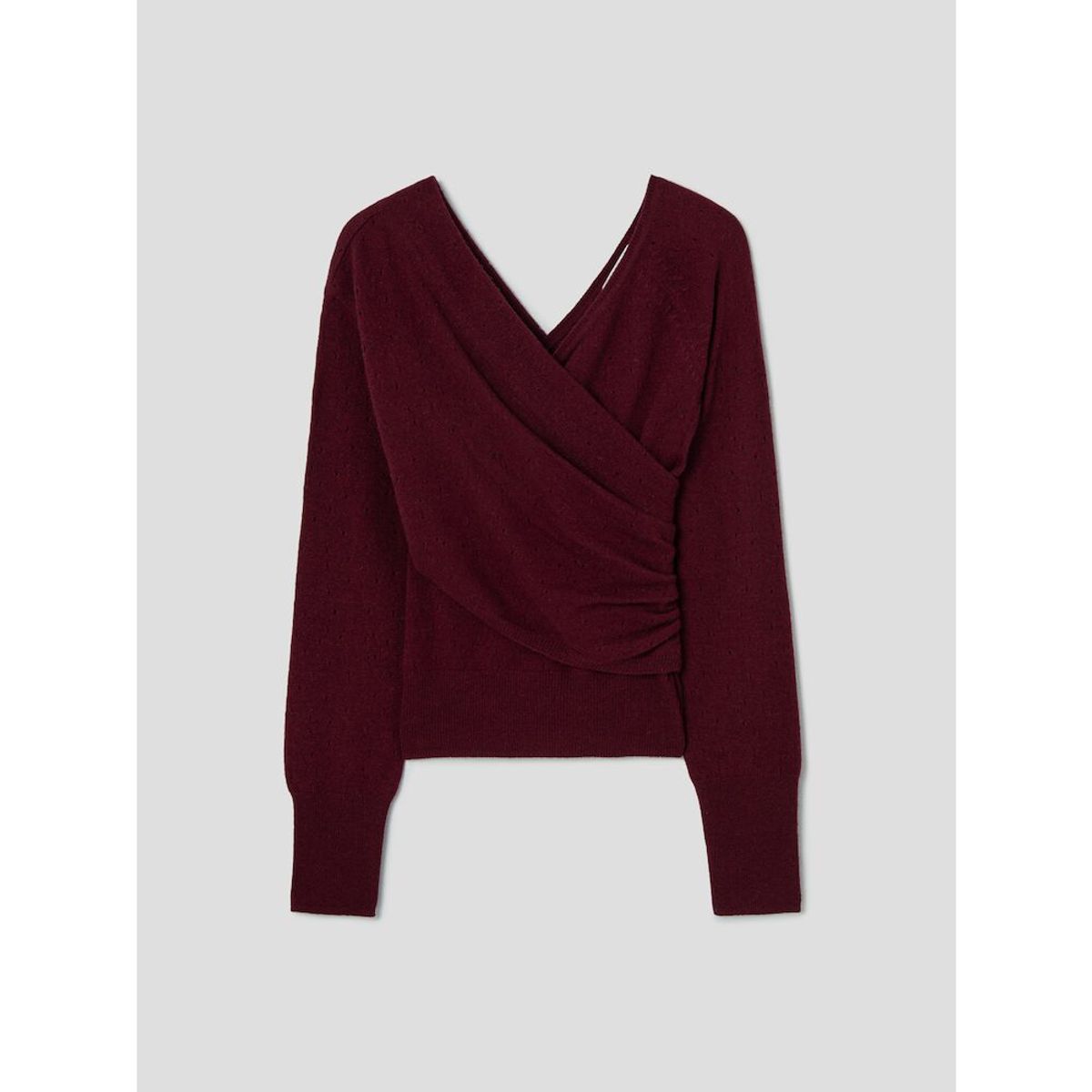 앙개(ANGGAE) Eyelet Knit Cross Layered Pullover  Magenta