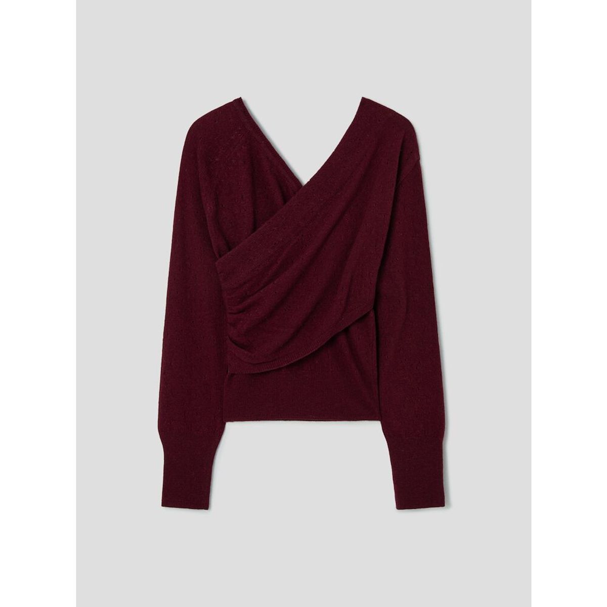 앙개(ANGGAE) Eyelet Knit Cross Layered Pullover  Magenta