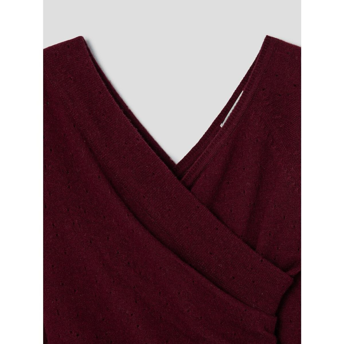 앙개(ANGGAE) Eyelet Knit Cross Layered Pullover  Magenta