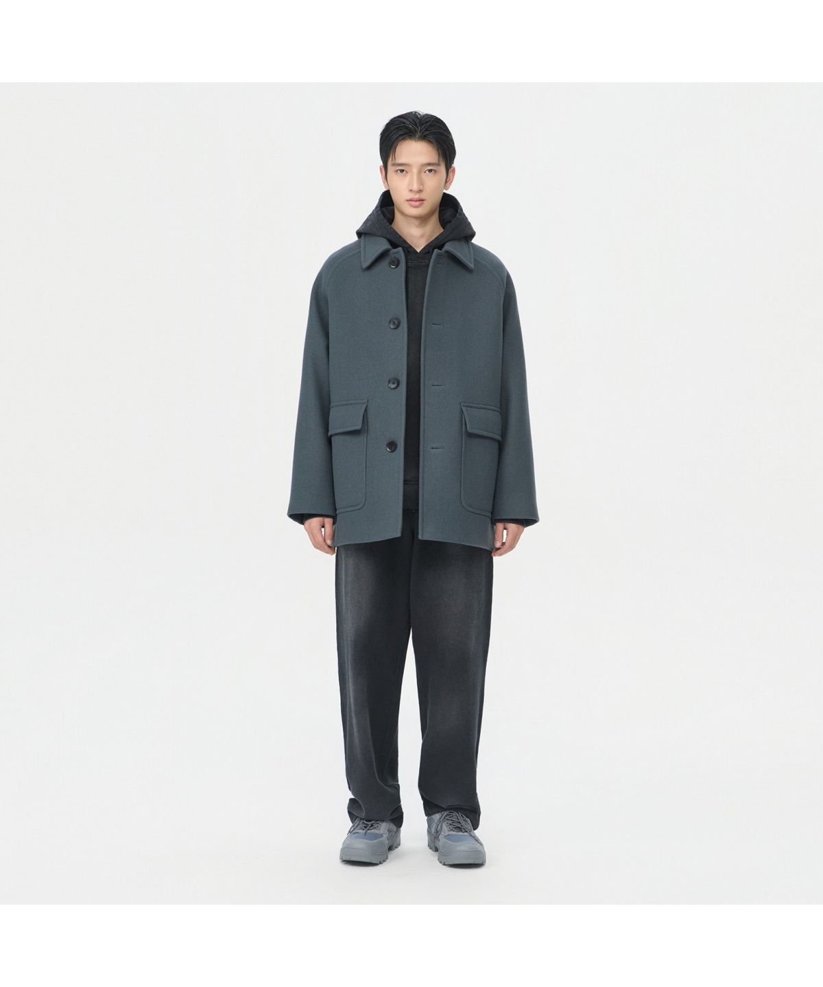 커스텀멜로우(CUSTOMELLOW) Grey Wool Car Coat CWCAW25812GYX