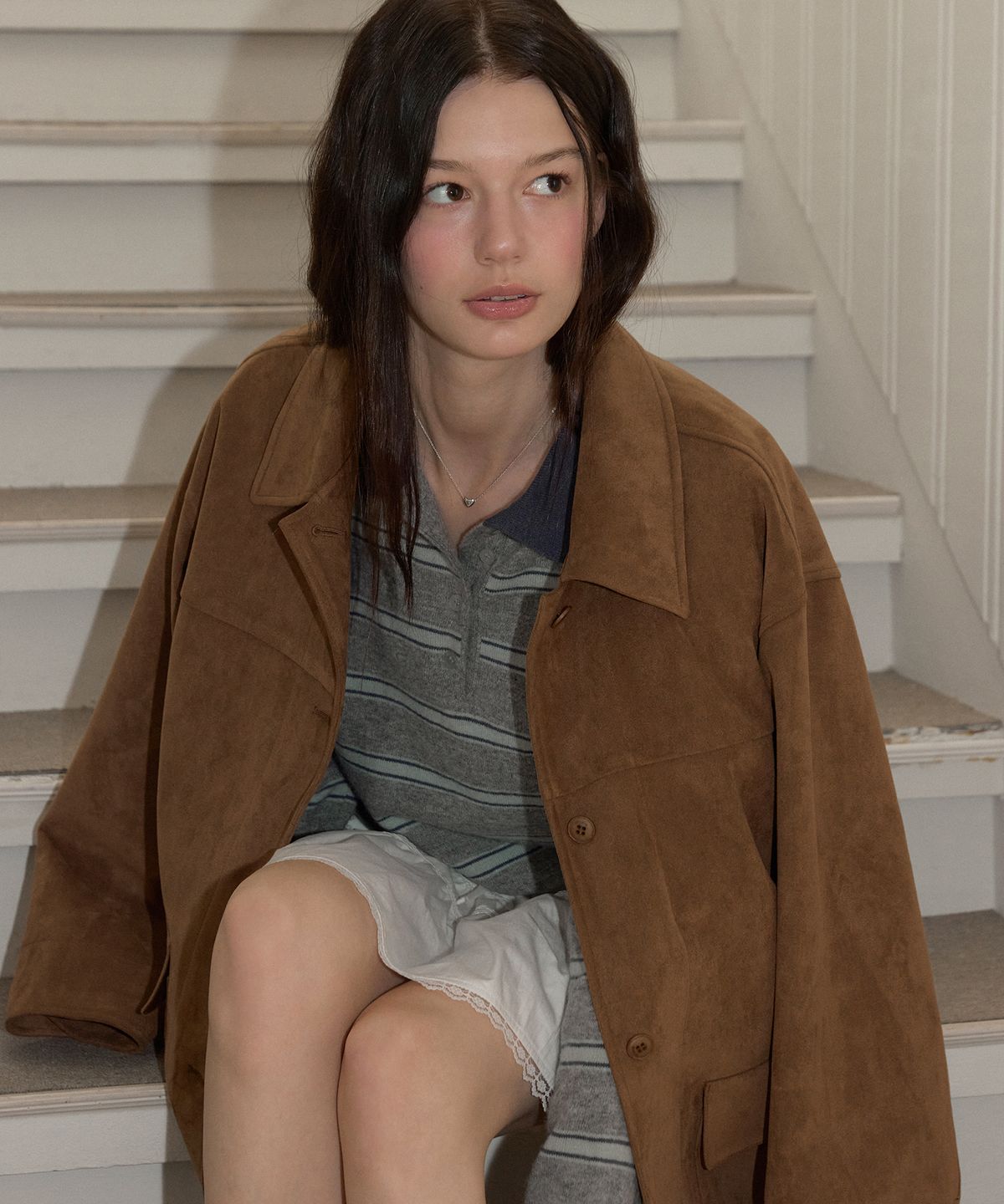 레테라(LETTERA) Suede Single Half Jacket_2Colors