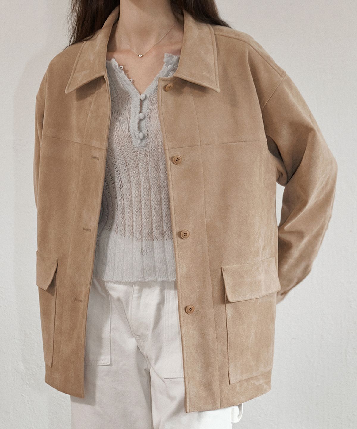 레테라(LETTERA) Suede Single Half Jacket_2Colors