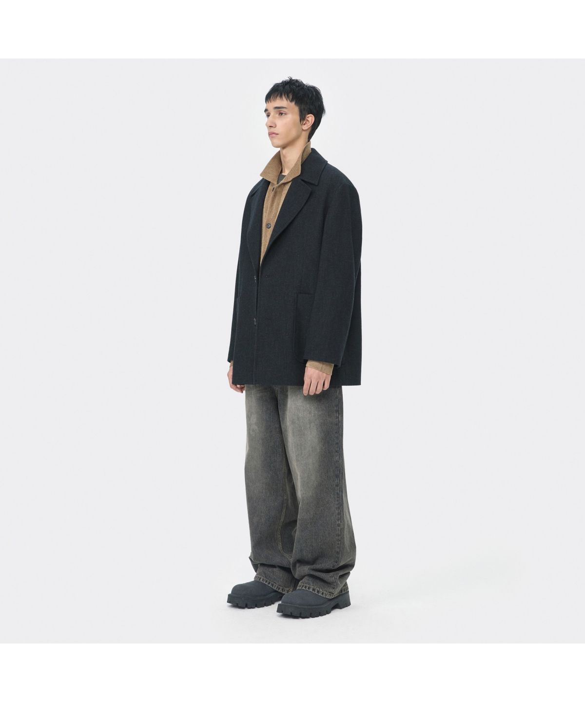커스텀멜로우(CUSTOMELLOW) Black Cropped Single Short Coat CWCAA25513BKX