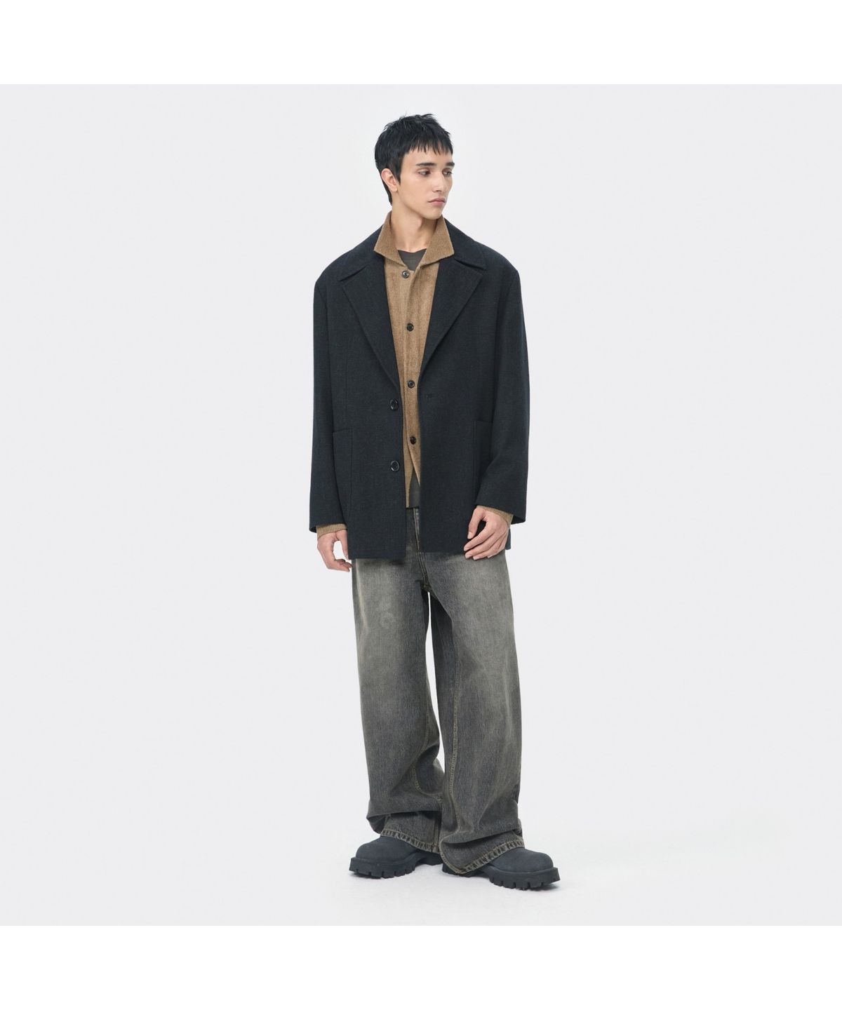 커스텀멜로우(CUSTOMELLOW) Black Cropped Single Short Coat CWCAA25513BKX
