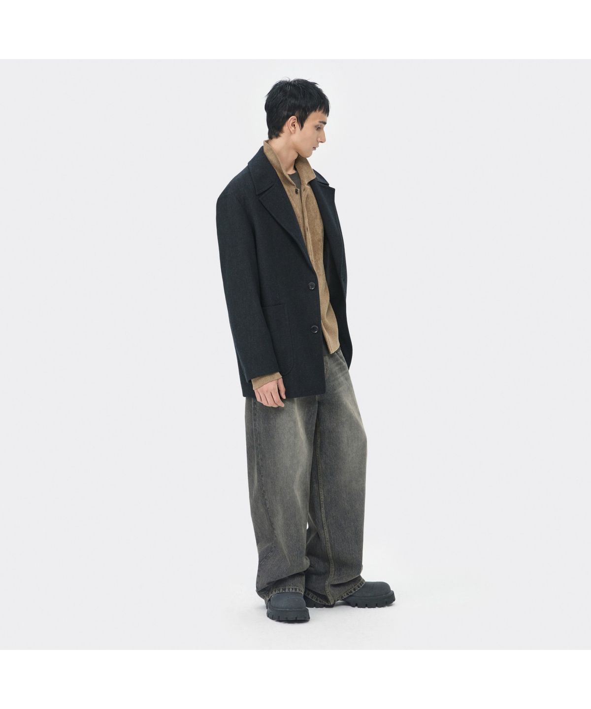 커스텀멜로우(CUSTOMELLOW) Black Cropped Single Short Coat CWCAA25513BKX
