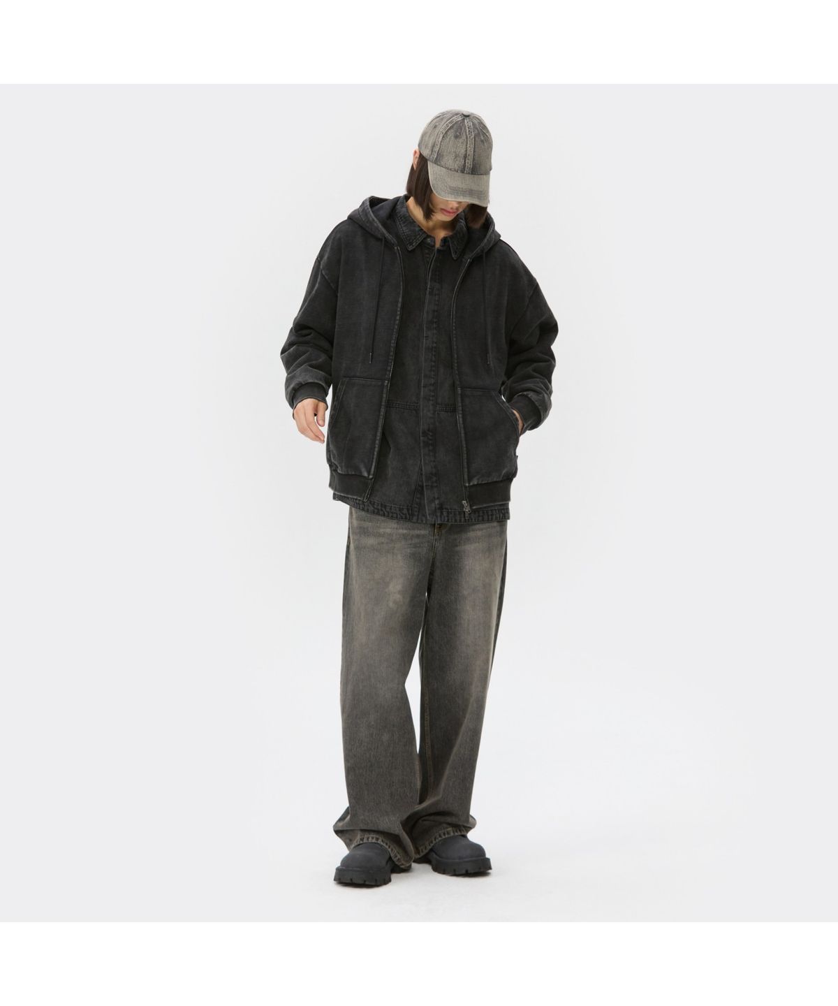 커스텀멜로우(CUSTOMELLOW) Black Dyed Zip Hoodie CWTAW25723BKX
